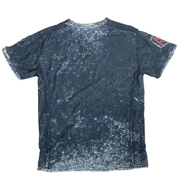 Affliction Life Fast Men's T-Shirt Size M Buttons Embroidered Black Shirt Cross - Picture 10 of 12